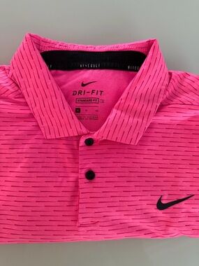 Nike Dri-FIT Hot Pink Polo with Black Swoosh